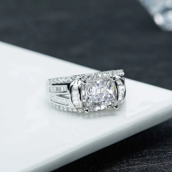 ▶Gorgeous Square CZ Princess Cut Trendy Engagement/Wedding Ring, K989